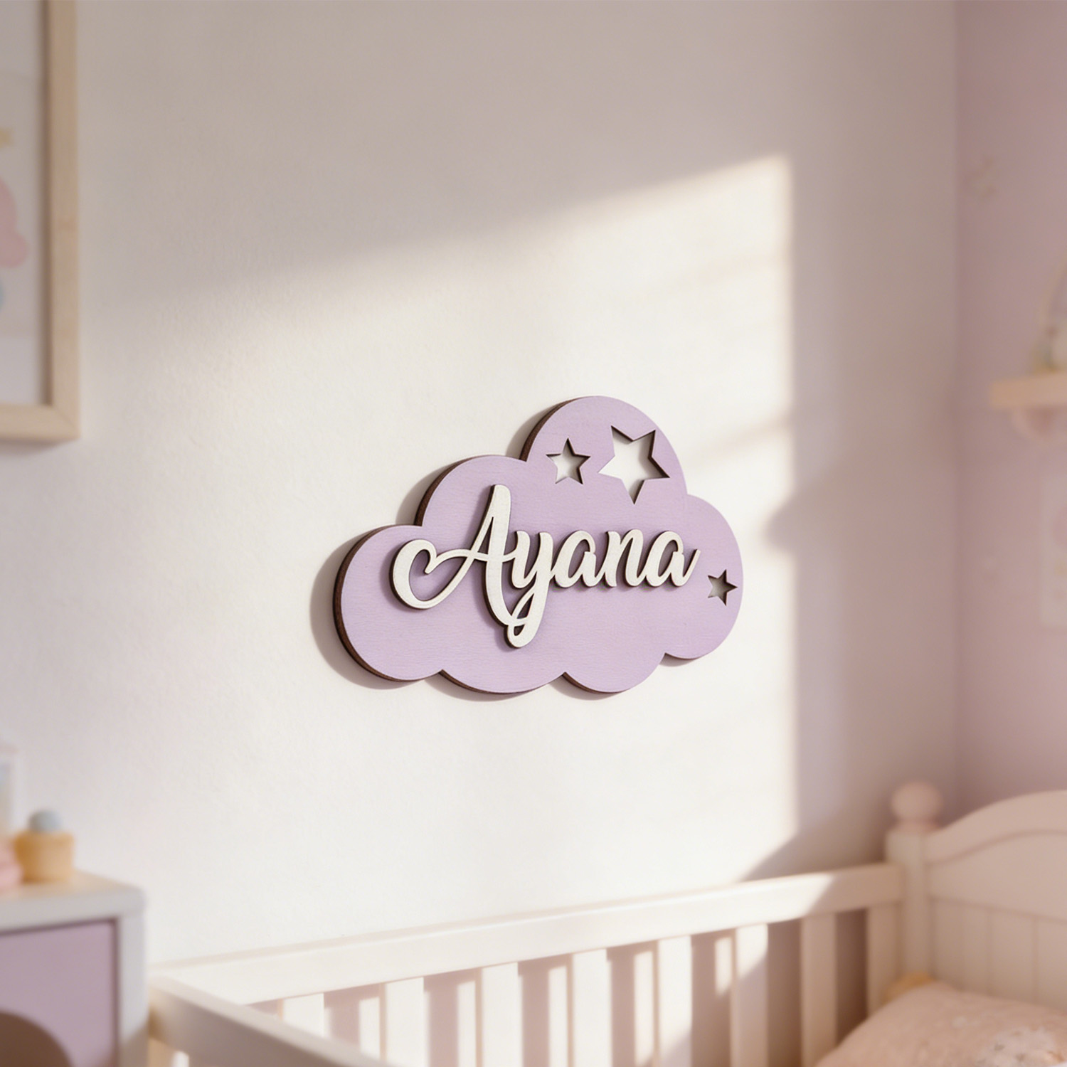 Home Decor Brand - 1pcCustomizable Cloud Shaped Wooden Surname Brand,Suitable