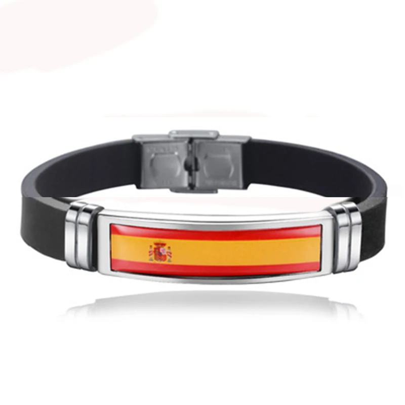 Home Decor Canada - Spain Flag Leather Bracelet France Brazil
