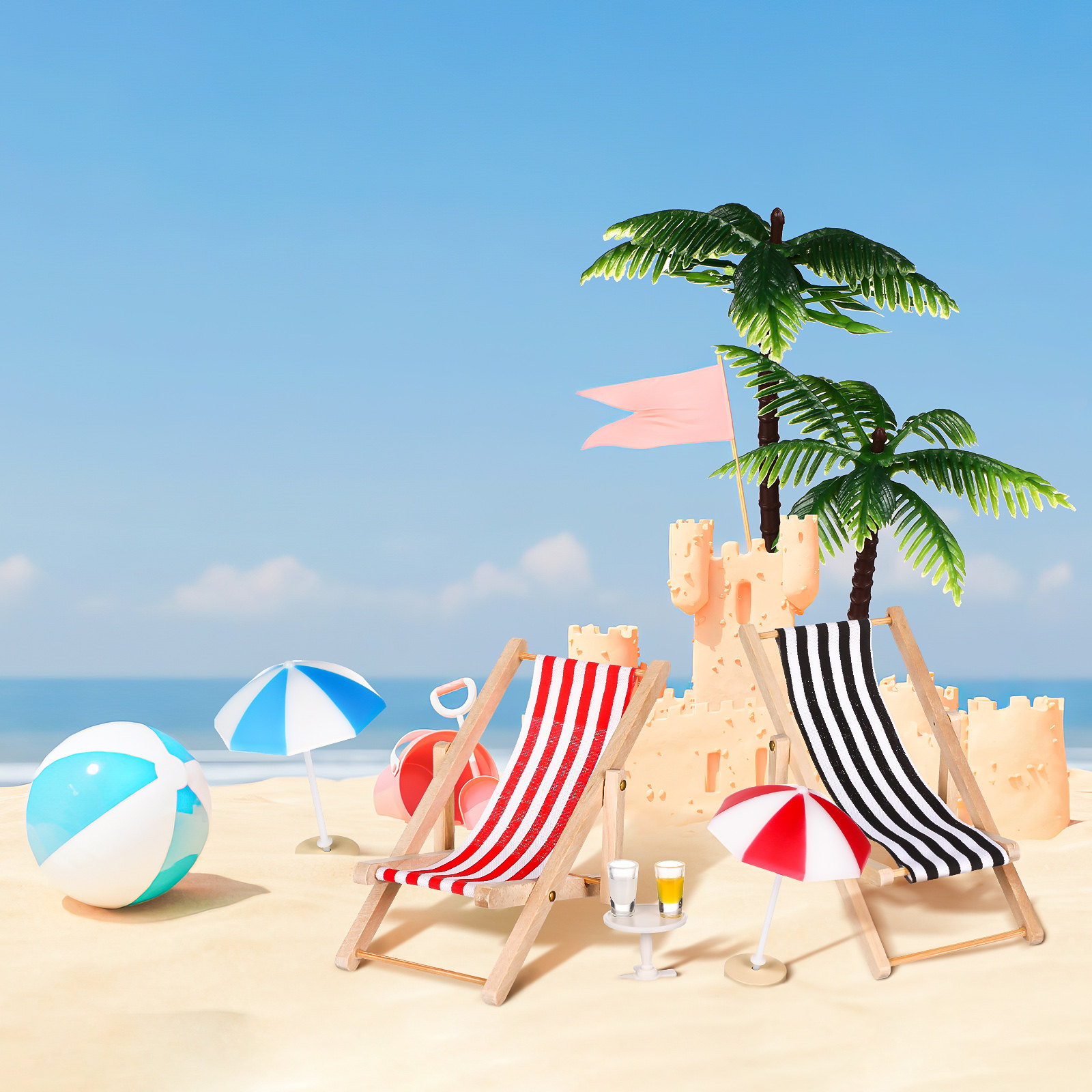 Home Decor Tree - Mini Beach Landscape Ornament Set with