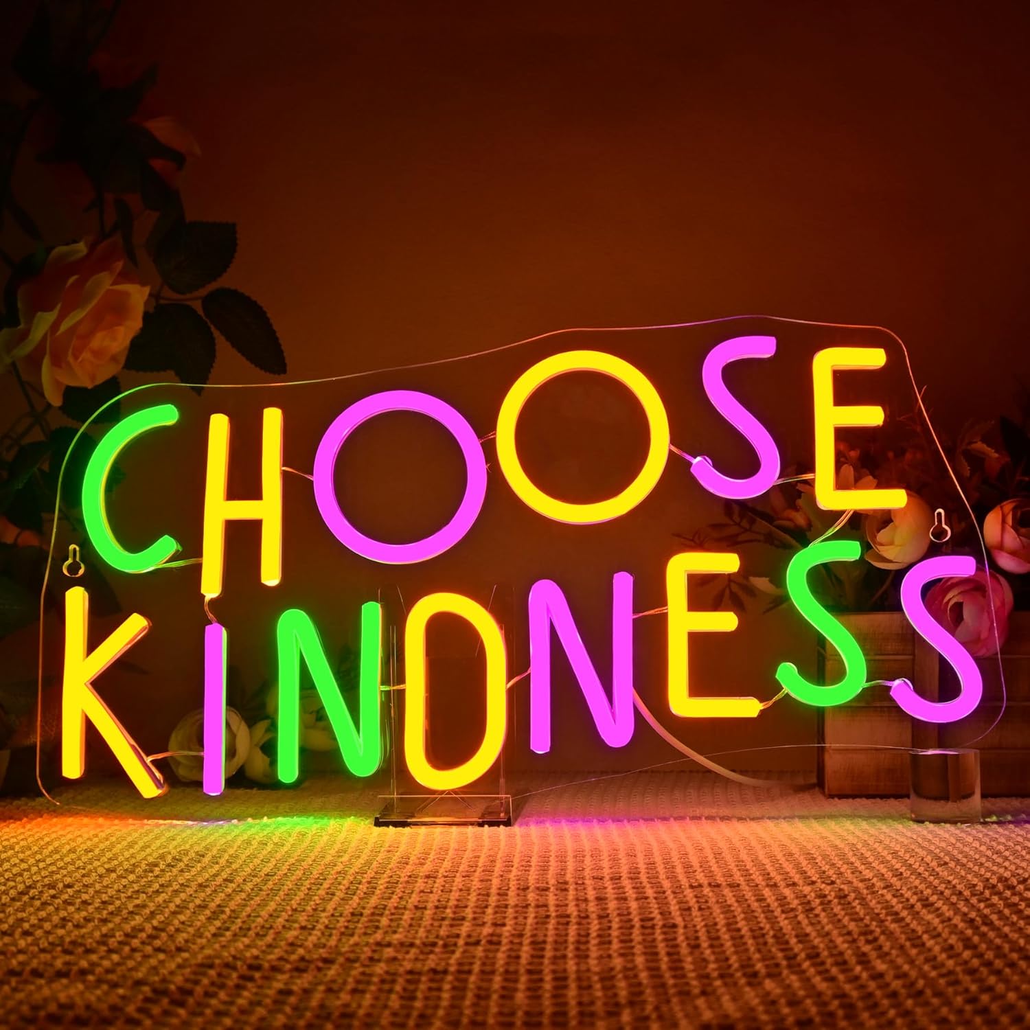 Home Decor Quotes Ideas - Choose Kindness Neon Sign Colorful LED