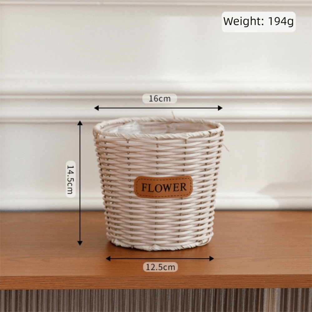 Rattan Plant Basket - Decorative Tabletop Imitation Rattan Basket Plastic