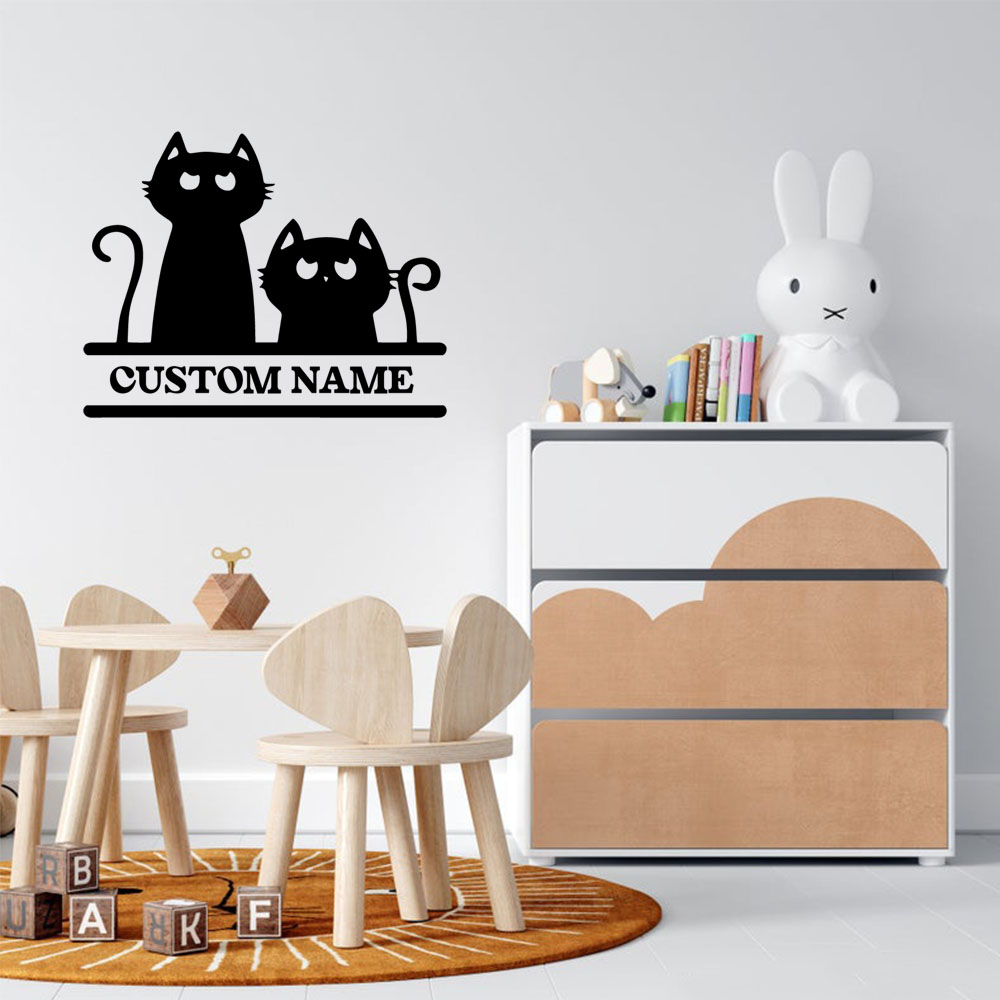 Home Decor Cat - 1PC Cartoon Cat Customizable Text Vinyl
