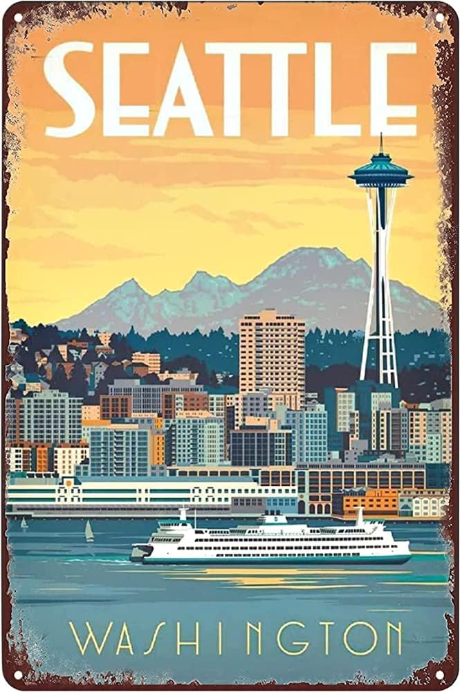 Vintage Tin Sign Seattle Washi - Home Decor Usa review and price