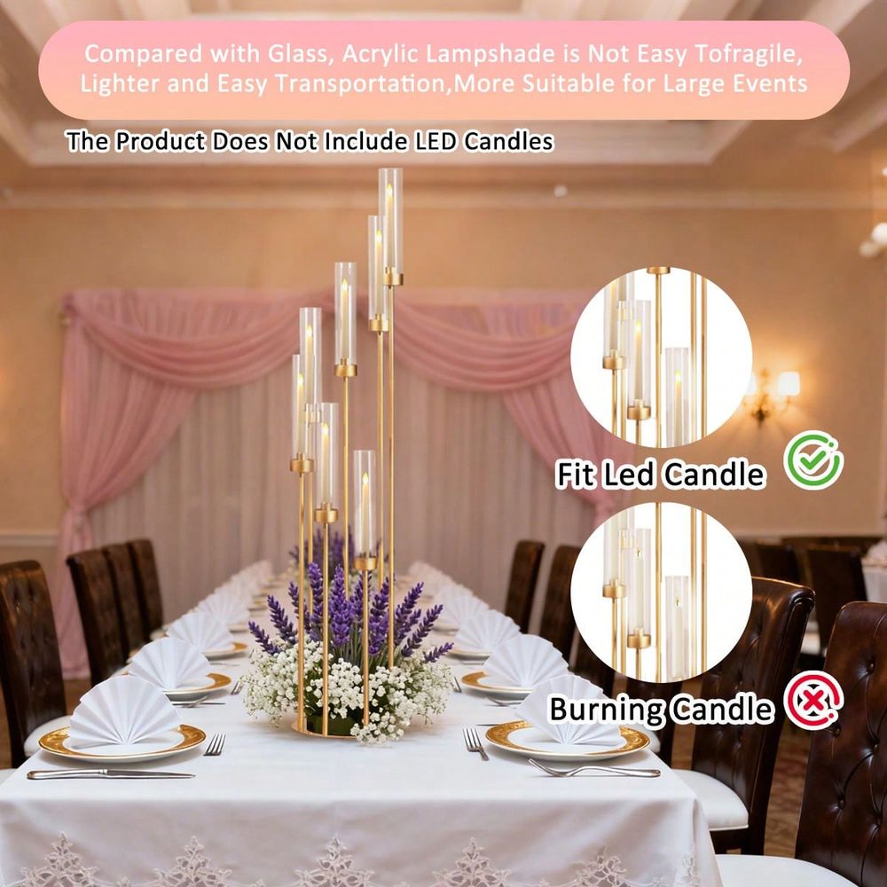 2Pcs 7 Arm Gold Candelabra Can - Home Decor Gold review and price
