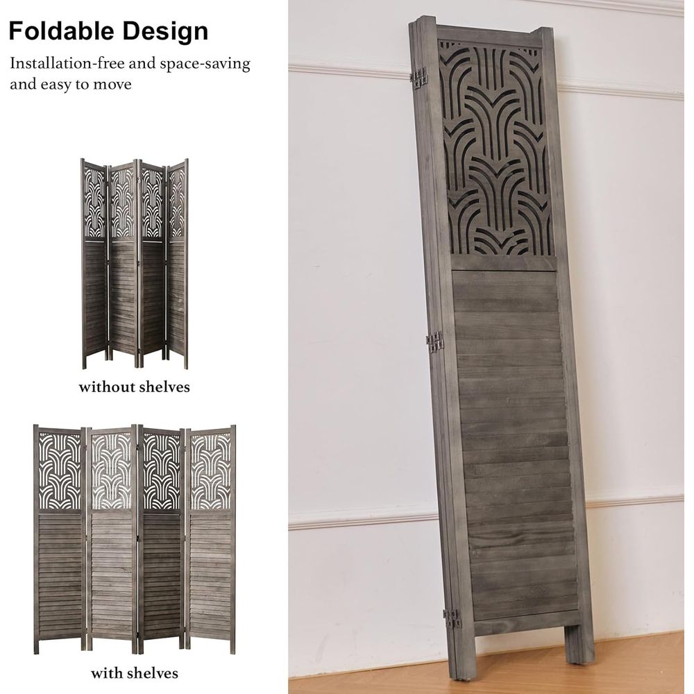 66.9 4-Panel Wooden Carved Roo - Room Divider Screen review and price