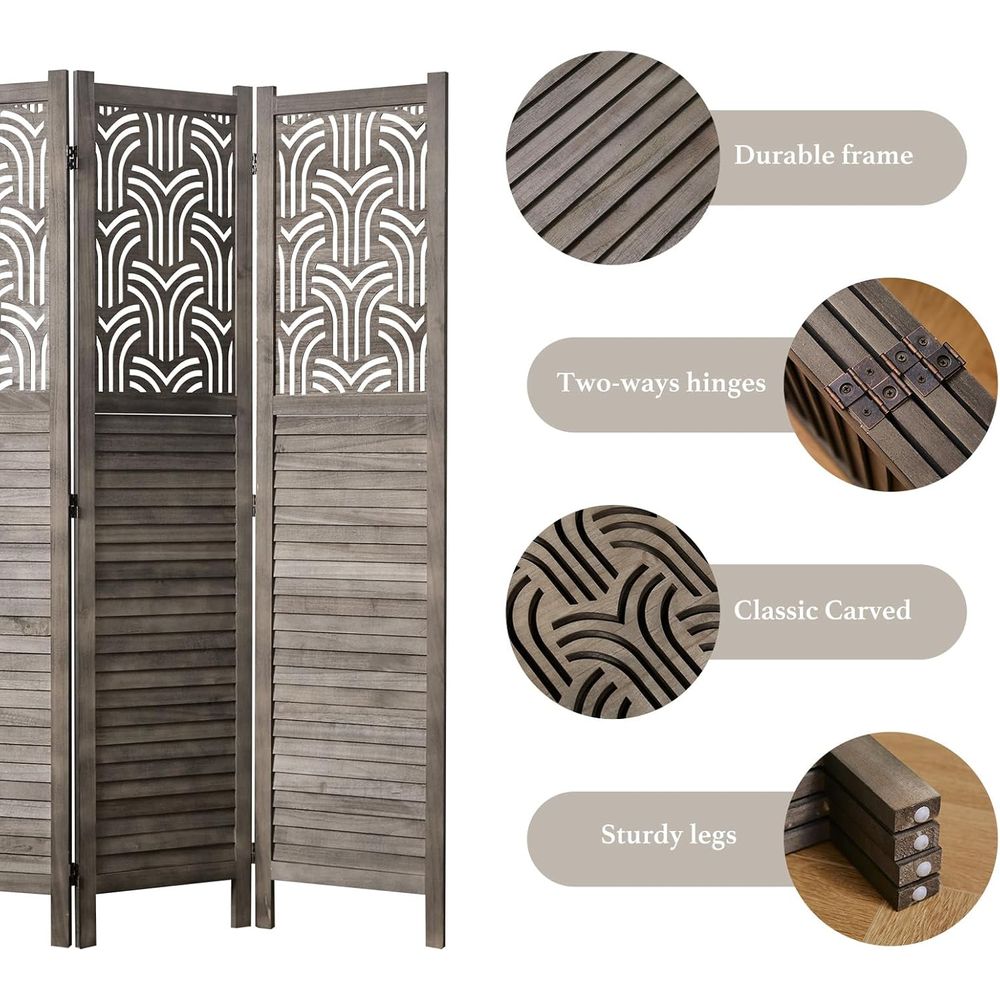 66.9 4-Panel Wooden Carved Roo - Room Divider Screen review and price