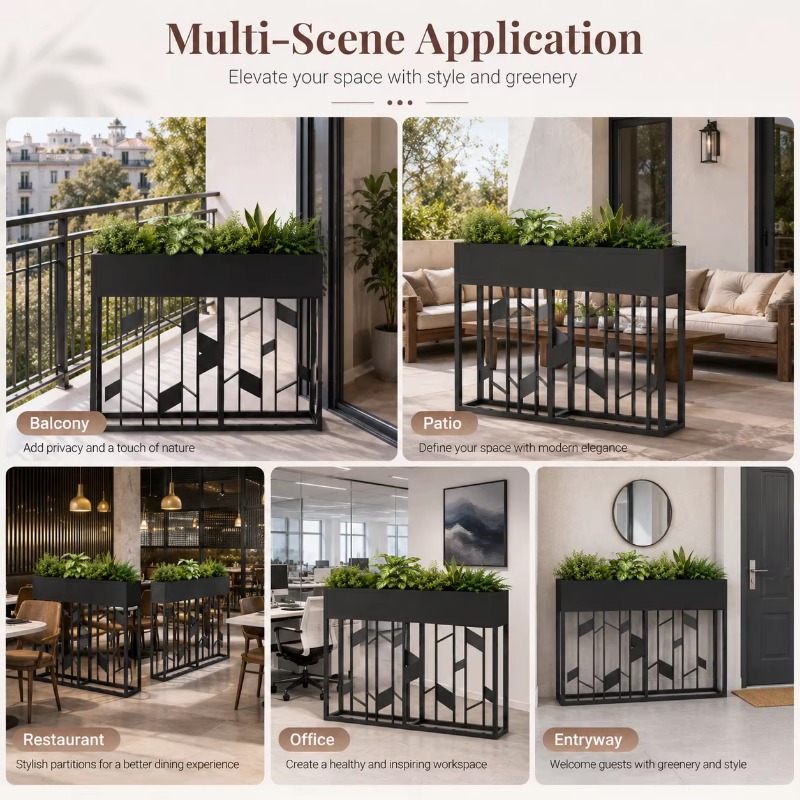 Matte Black Metal Planter Box  - Room Divider Screen review and price