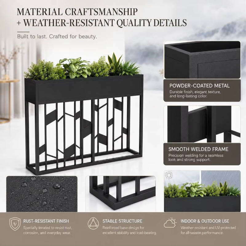 Matte Black Metal Planter Box  - Room Divider Screen review and price