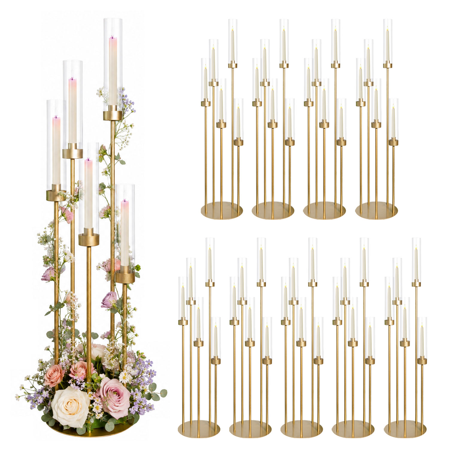 10Pcs Gold Floor Candelabra 5  - Home Decor Gold review and price