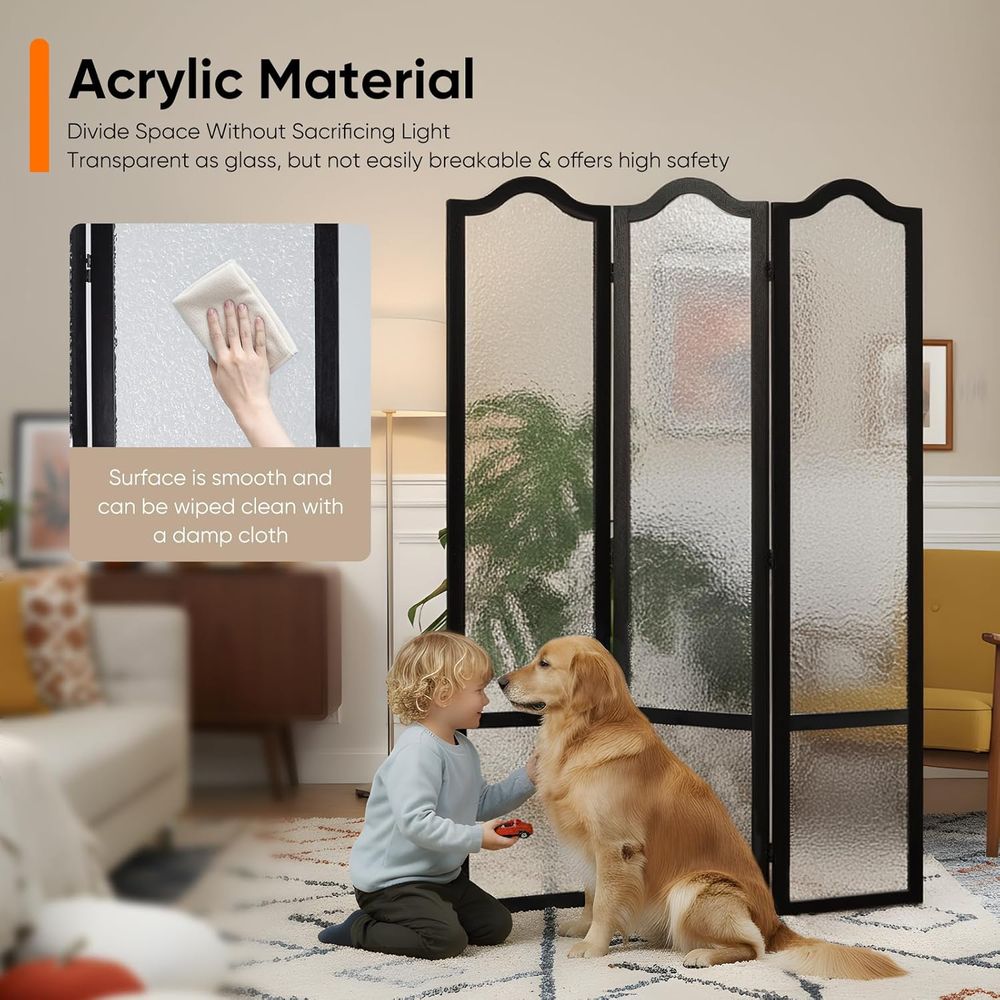 Black 3-Panel Acrylic Room Div - Room Divider Screen review and price