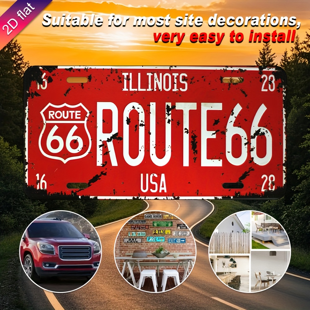 Illinois Route 66 USA Vintage  - Home Decor Usa review and price