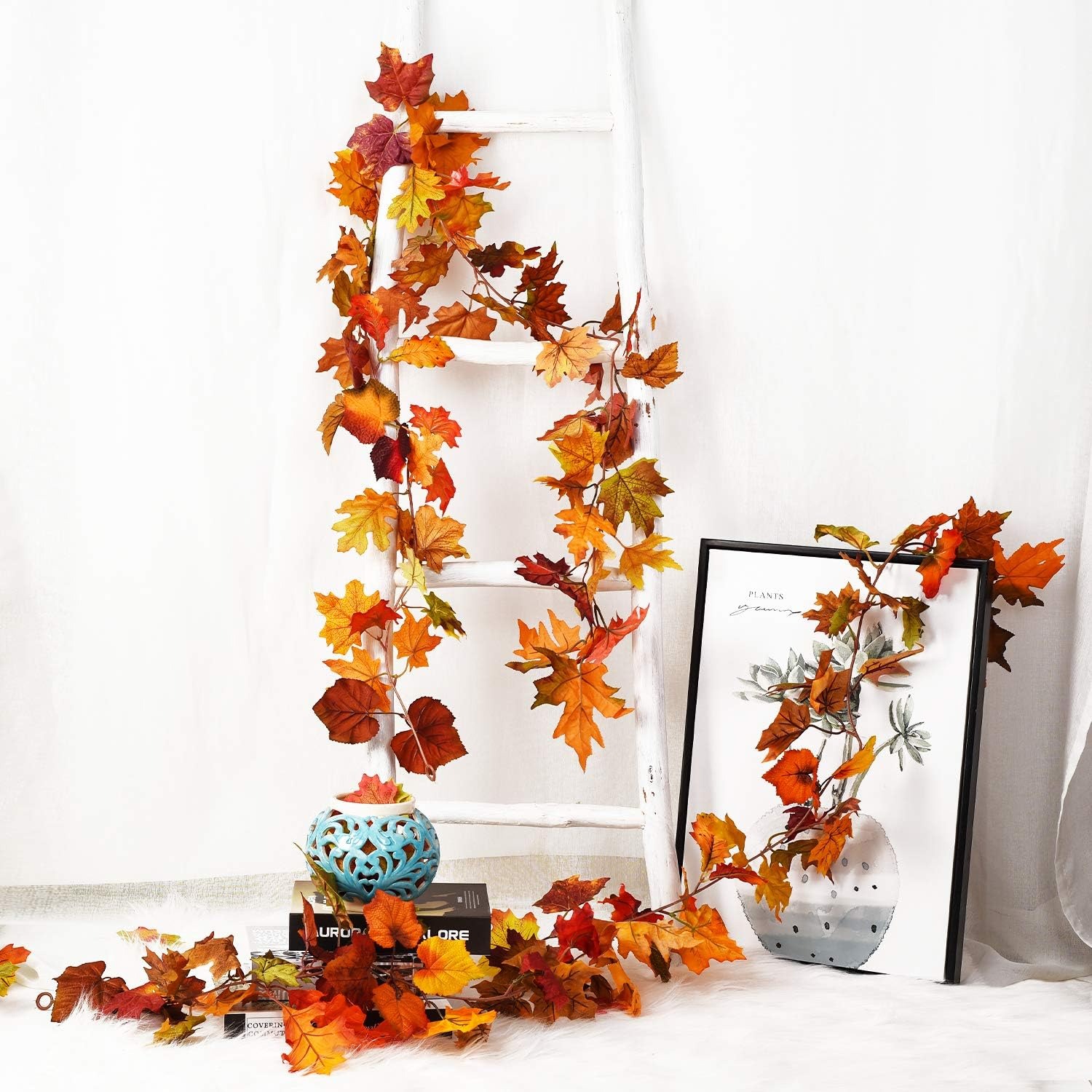 2M Artificial Fall Maple Leaf  - Rattan Plant Basket review and price