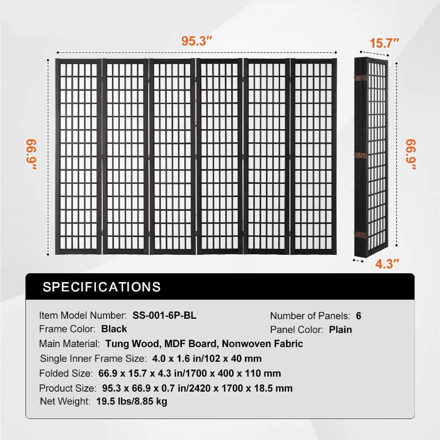 6 Panel Japanese Room Divider  - Room Divider Screen review and price