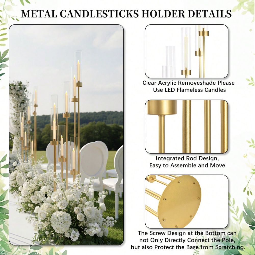 2Pcs 7Arm Gold Floor Candelabr - Home Decor Gold review and price