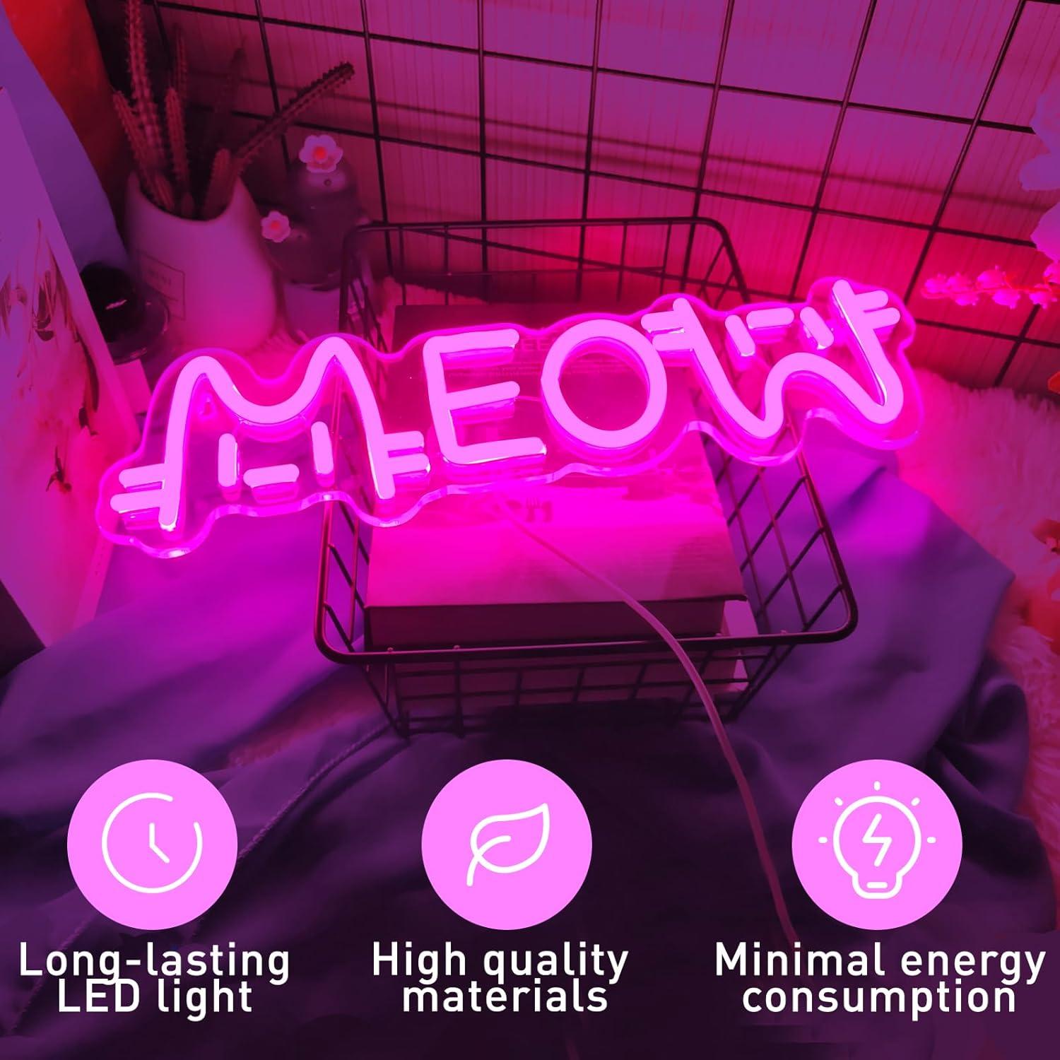 Meow Neon Sign Cat USB Powered - Home Decor Cat review and price