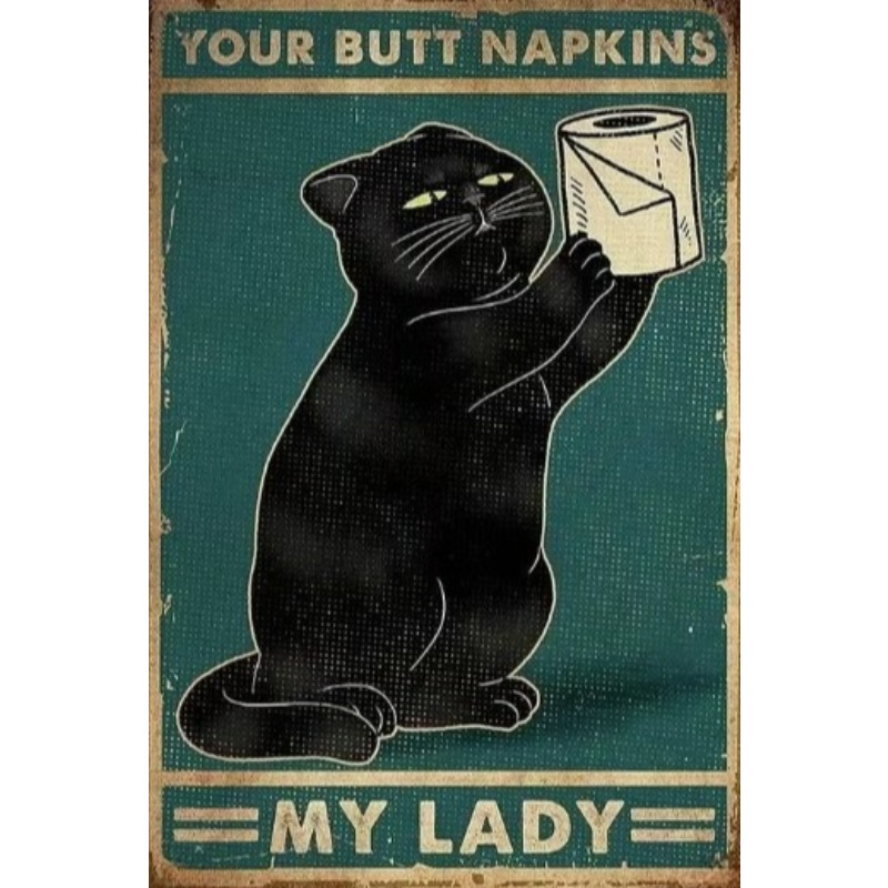 Black Funny Cat Metal Sign Vin - Home Decor Cat review and price