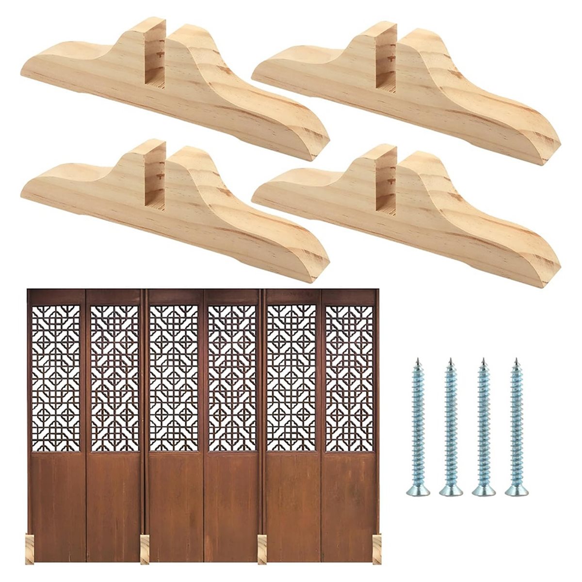 PHONE&GEAR 4pcs Wooden Room Di - Room Divider Screen review and price