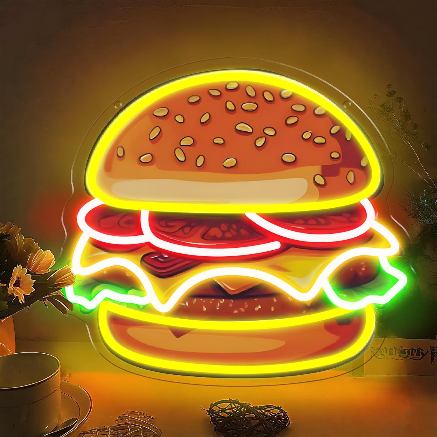 Burger Neon Sign LED Hamburger - Home Decor Kitchen review and price