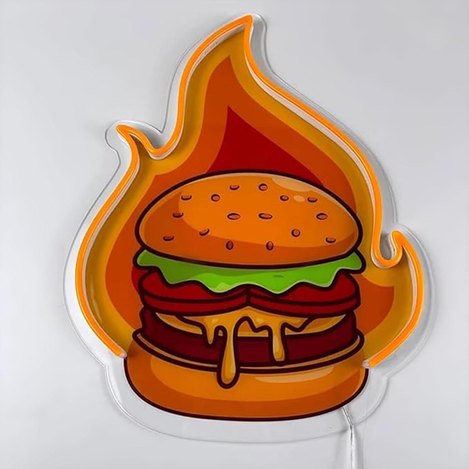 Burger Neon Sign LED Hamburger - Home Decor Kitchen review and price
