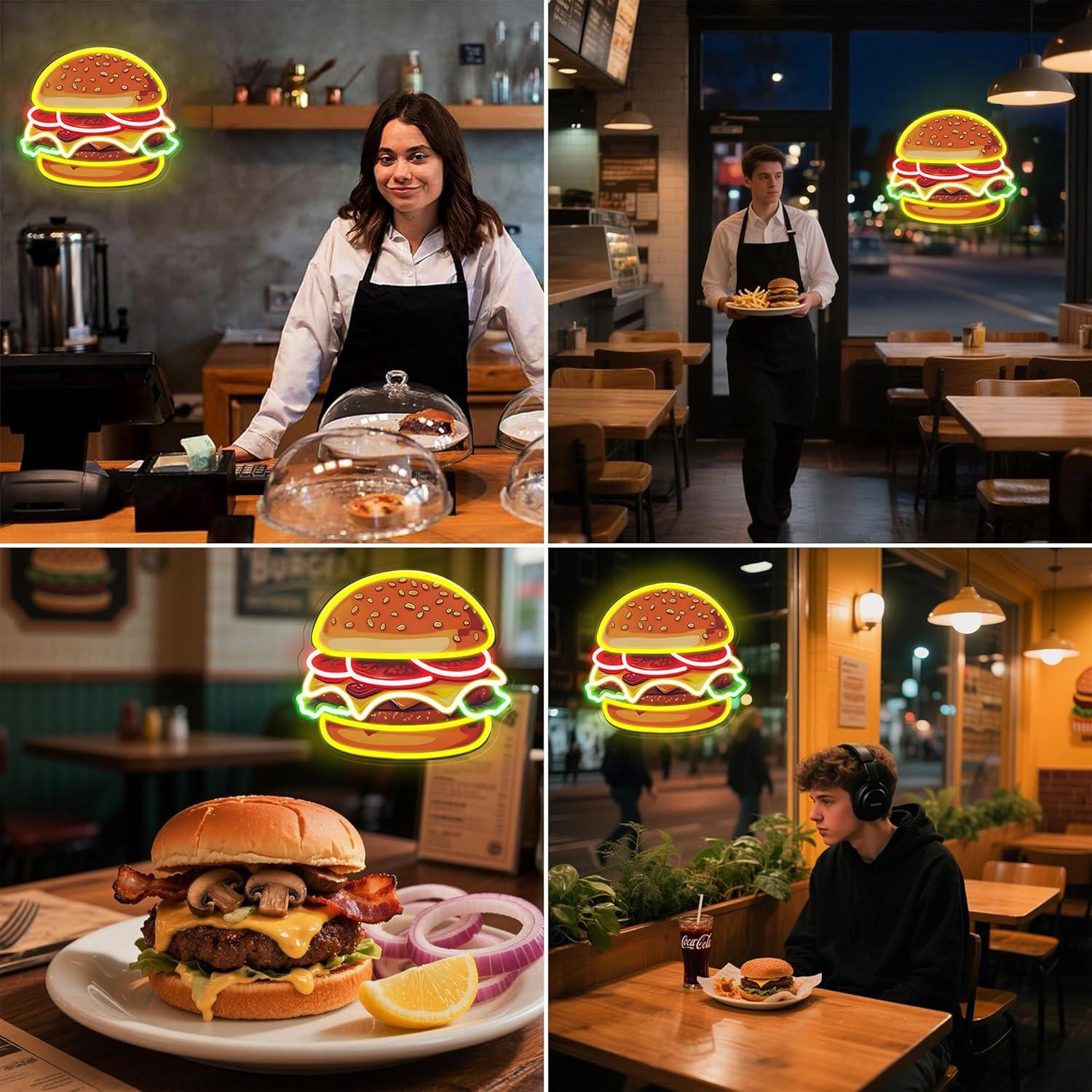 Burger Neon Sign LED Hamburger - Home Decor Kitchen review and price