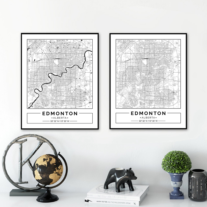 Edmonton Alberta Map Black Whi - Home Decor Canada review and price