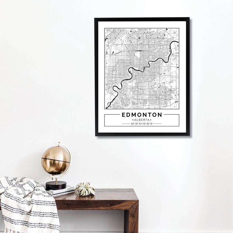Edmonton Alberta Map Black Whi - Home Decor Canada review and price