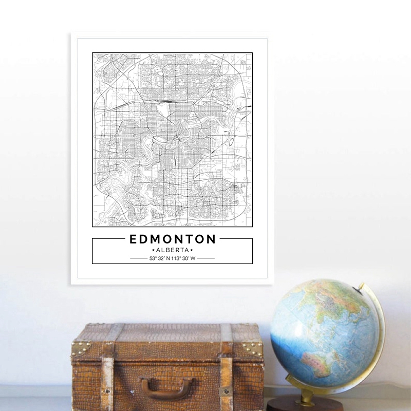 Edmonton Alberta Map Black Whi - Home Decor Canada review and price